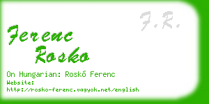 ferenc rosko business card